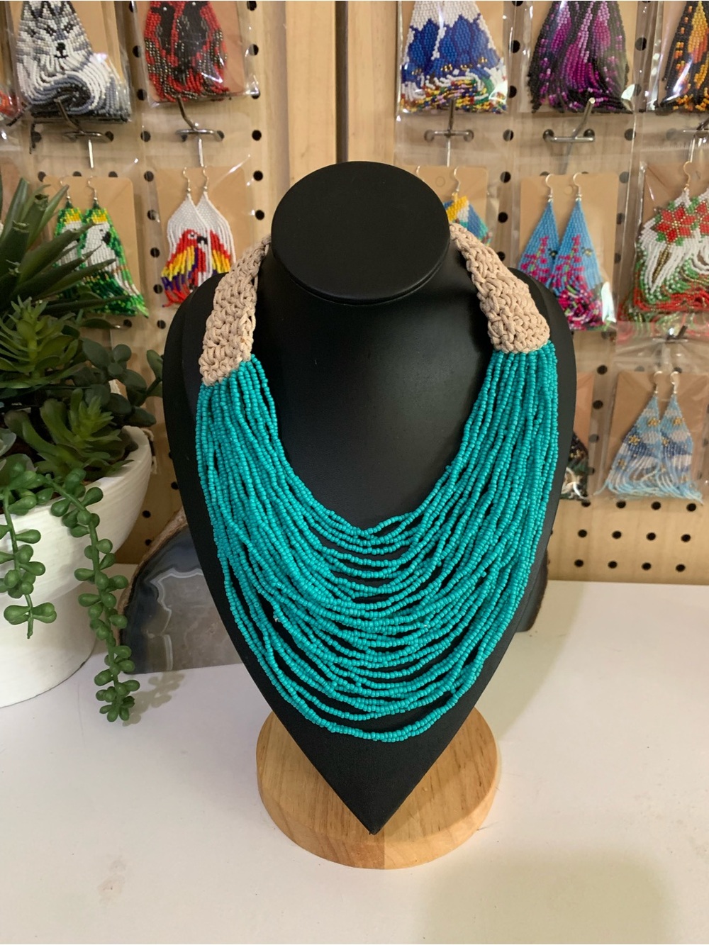 Turquoise Beaded Multi-Strand Statement Necklace